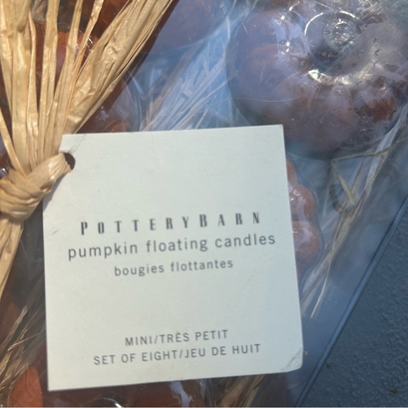 New Pottery Barn Burnt Orange Pumpkin  Floating Candles Fall Autumn Thanksgiving - Picture 2 of 5
